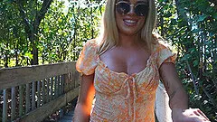 Solo Vivianne enjoys while pleasuring her pussy on the beach