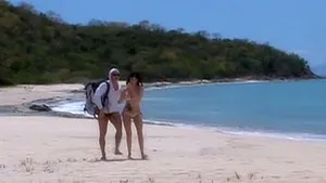 Brunette Sofia Valentine with big tits gets fucked on a beach