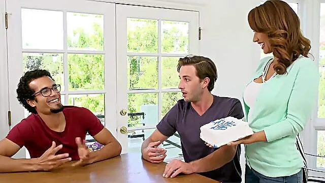 Busty wife feels attracted to son's best buddy and proceeds in fucking like a whore