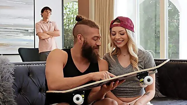 Top blonde swallows with great lust after a mind-blowing cam fuck