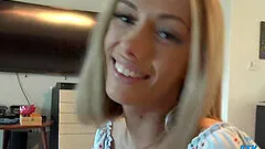 Homemade video of a blonde girlfriend being fucked on the bed