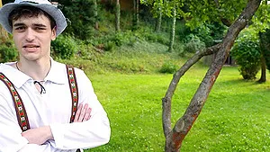 Blonde college chick riding a hard dick outdoors - Vera Jarw