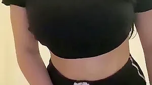 Homemade video of a solo chick with large tits having fun