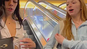 Watch provocative Myra and Mila getting naughty in a public place