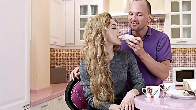 Skinny honey makes man come on her tits after she sucks his dick like crazy