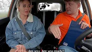 Karina King wearing nylon stockings gets fucked in the back a car