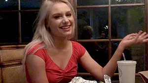 Blonde Scarlett enjoys while gently fingering her cunt in public