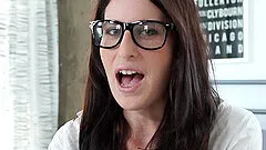 Brunette chick Kara Price with glasses enjoys while having sex
