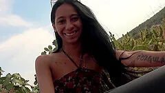 Shaved stranger Sole Vargas gives head and rides in the car. HD