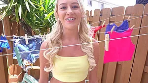 Skyler Storm with natural tits and hot ass receives a cumshot