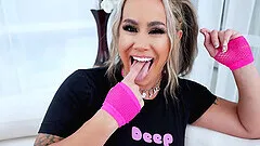 Dirty slut Misty Meaner loves choking on a cock for a facial