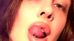 Close up homemade video in HD of a brunette chick having fun