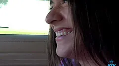 POV video of brunette Aubry Babcock being fingered in public