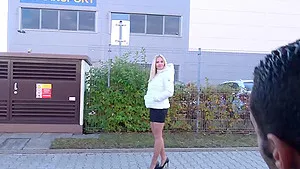 Blonde chick enjoys while being fucked in the back of a car