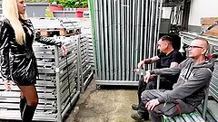 Busty blonde gets a facial from a horny stud