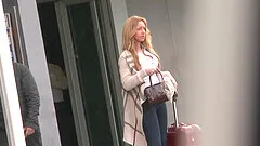 Stunning girl gets choked and fucked hard in the back of the car