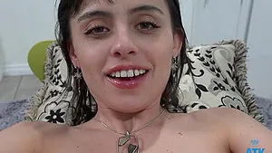 Homemade POV video of Angel Windell wearing nylon sucking a dick