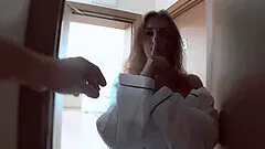 Sweet cutie Mia fucking with her horny boyfriend on the balcony