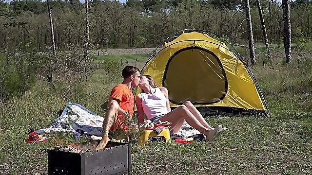Romantic outdoor sex on a camping trip for beautiful Andrea Sixth