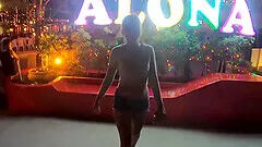 Amateur couple watches a fire show and has hot sex once back in the hotel