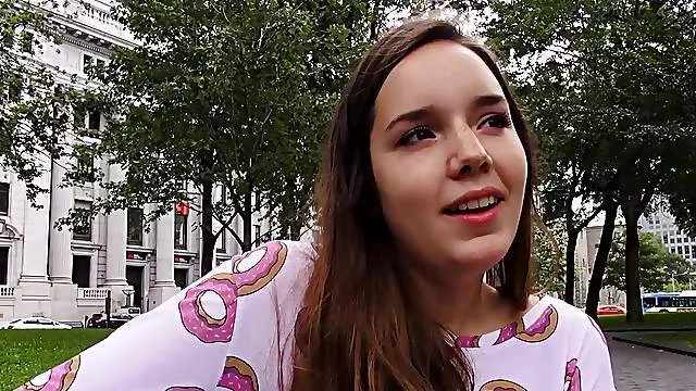 Alluring teen gets picked up and convinced into fucking on cam