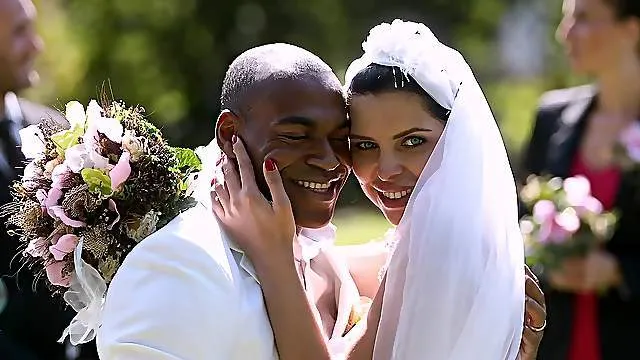 Bride ends up sucking and fucking her man on cam