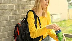 Outdoors video of skinny lesbians Milena Devi and Candy Teen