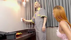 Horny Trans Redhead Bianca Ruiva Lets The Handyman Creampie Her Ass