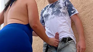 Montse Swinger enjoys while sucking a dick outdoors in public