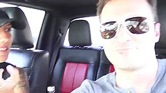 April Aniston enjoys while giving a blowjob in the back of a car