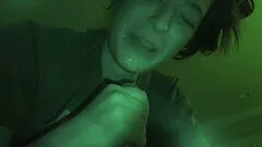 Late night fucking ends with cum in mouth for skinny Abbie Maley