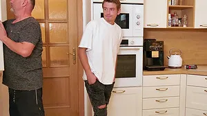 Older man fucks shaved pussy of horny brunette babe Alexa Libertin