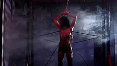 Tied up hottie Maya Bijou gets fucked hard and receives a cumshot