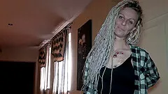 Skinny blonde stripper Lilie Blue moans while riding a hard dick