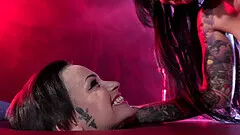 Tattooed models Leigh Raven and Lily Lane have BDSM sex with toys
