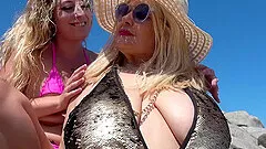 Outdoors bisexual group sex on the beach with chubby Venom Evil