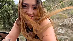 Hardcore fucking in the car with adorable stranger Melania Dark