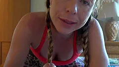 Homemade video of hairy slut Summer Vixen giving a footjob