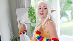 Naughty gamer chick Alice sucks a dick and moans while riding