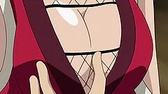 Anime slut with big boobs spreads her legs and gets stuffed with a dick