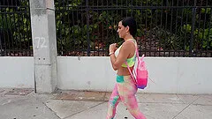 Sandy Love moans while getting fucked hard in the back of a car