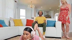 Gamer dude fucks cock hungry blonde cougar Rachael Cavalli