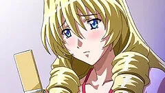 Chick with blue hair uses toys on her nipples while having sex