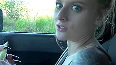 Close up video of blonde Paris White being fingered on the bed