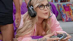 Rough dicking on the sofa with blonde Kali Roses and her man