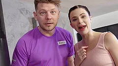 Hot Jenny Doll enjoys during rough MMF threesome in the gym