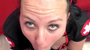 Chubby wife Selena Sky in fishnet loves teasing and having sex