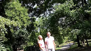 Cuckold man watches hot blonde Shanie Ryan riding a stranger