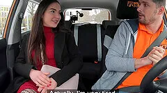 Brunette Nataly Gold enjoys while getting penetrated in the car