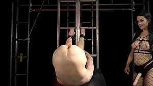 Kinky BDSM torture session with Katrina Jade pegging a male slave